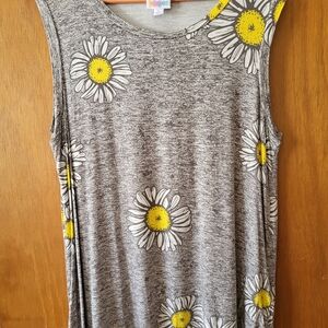 LuLaRoe Gray Tank Top with Yellow Daisy Print